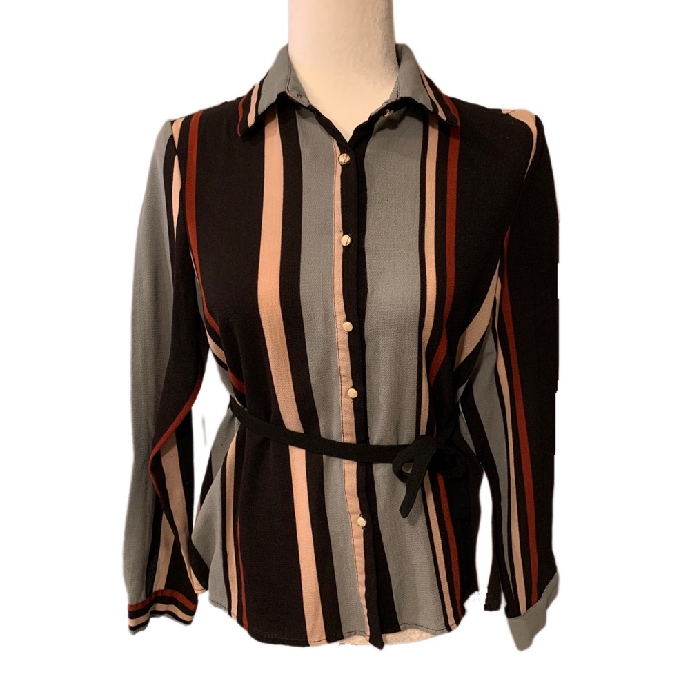 ⛄️Sace Blue & Red Stripe Blouse - L